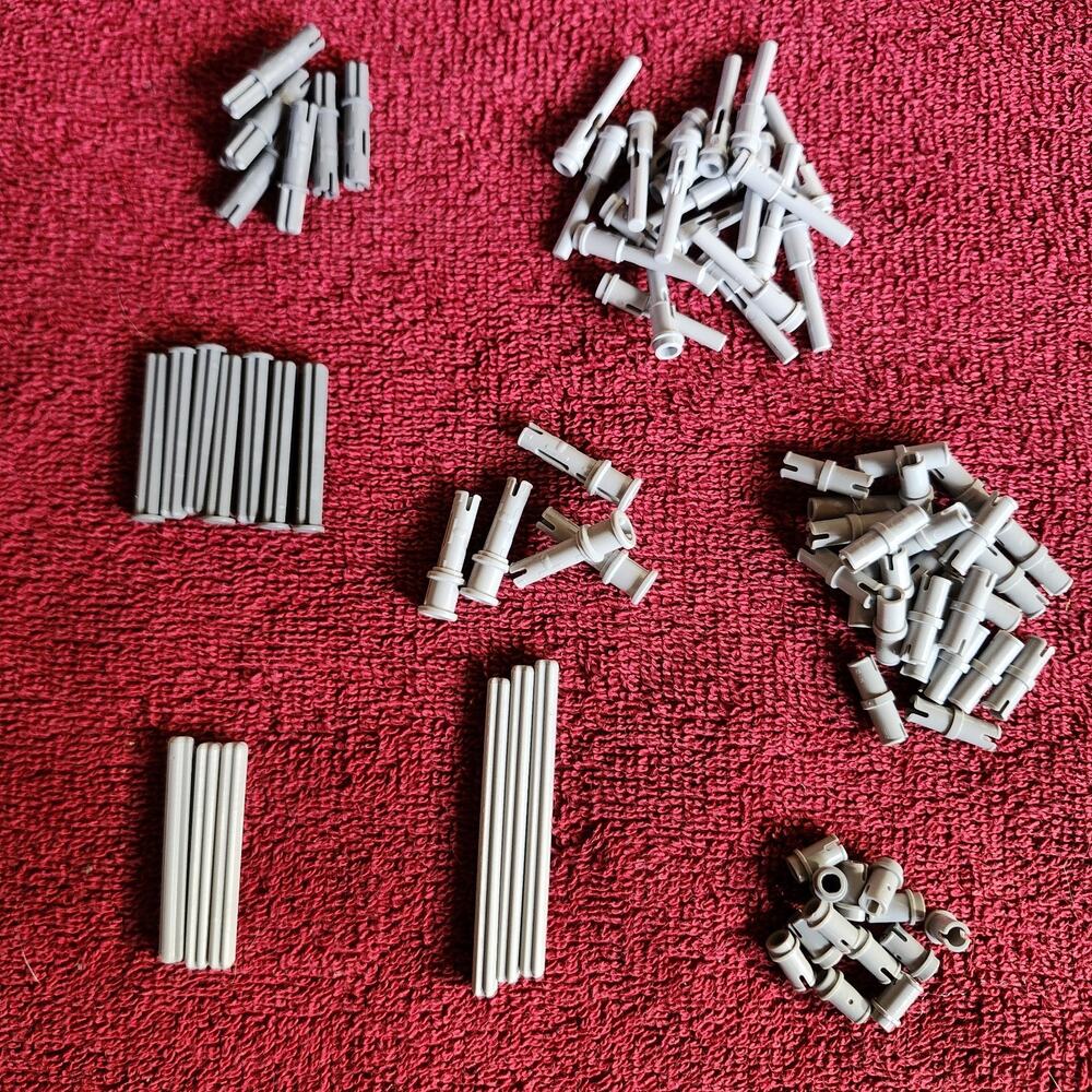 LEGO Gray Technic Lot 84 Pcs: Axle, Pins, Flick Missile, Friction Ridge, Stops
